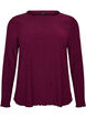 Bluse med struktur og b&oslash;lgede kanter, Lilla, Packshot image number 0