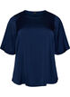 Satinbluse med albuelange &aelig;rmer, Bl&aring;, Packshot image number 0