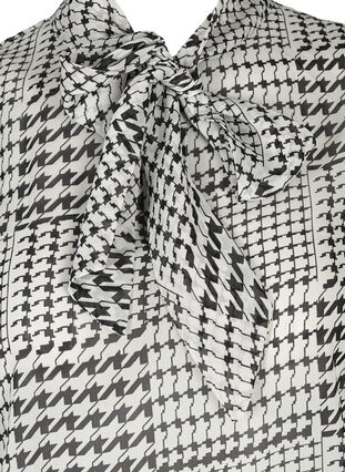 Printet bluse med bindedetalje, Black Comb, Packshot image number 2