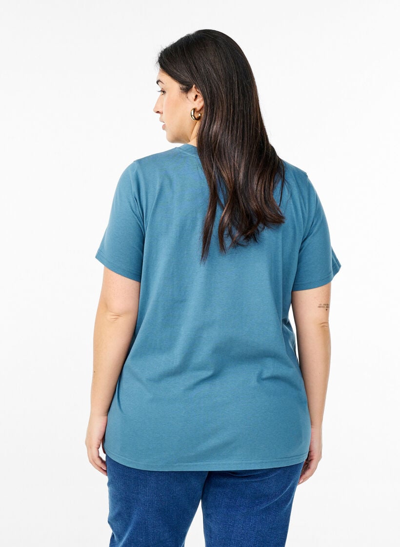 Basis t-shirt i bomuld med rund hals , Gr&aring;, Model image number 2