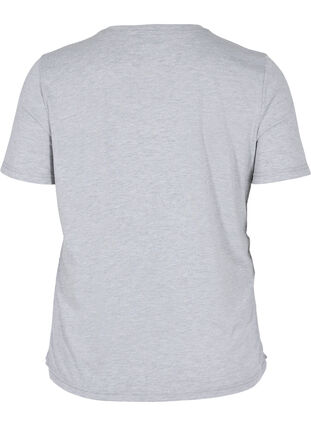 Cropped t-shirt med snøre, Light Grey Melange, Packshot image number 0