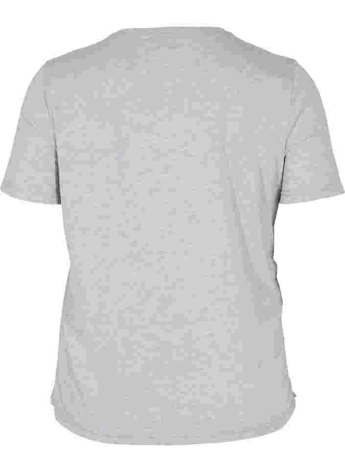 Cropped t-shirt med snøre, Light Grey Melange, Packshot image number 0