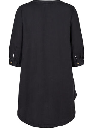 Skjortekjole med 3/4 ærmer, Black, Packshot image number 1