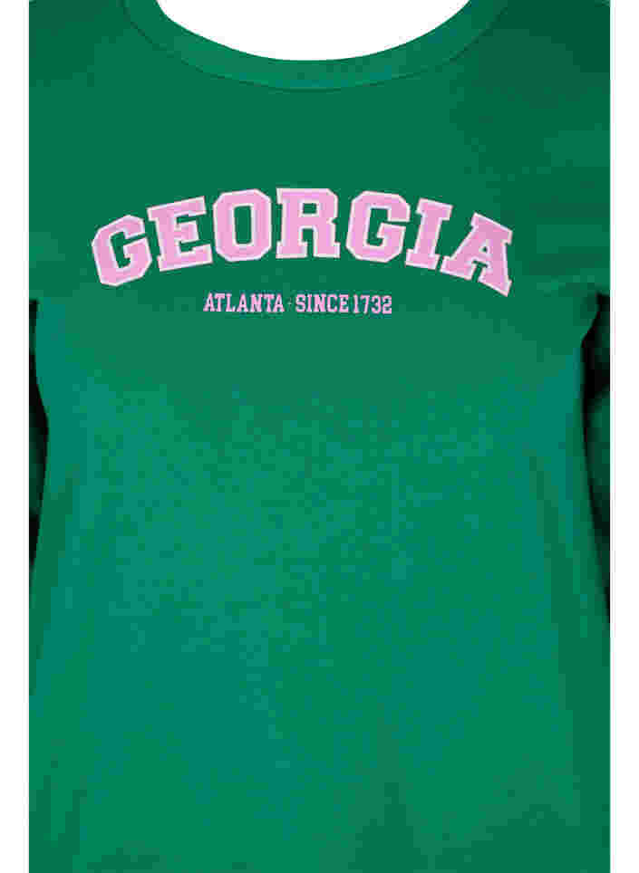 Bomulds sweatshirt med tekst tryk , Jolly Green, Packshot image number 2