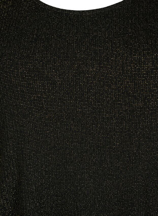 Kortærmet viskosebluse med glimmer, Black Shimmer, Packshot image number 2