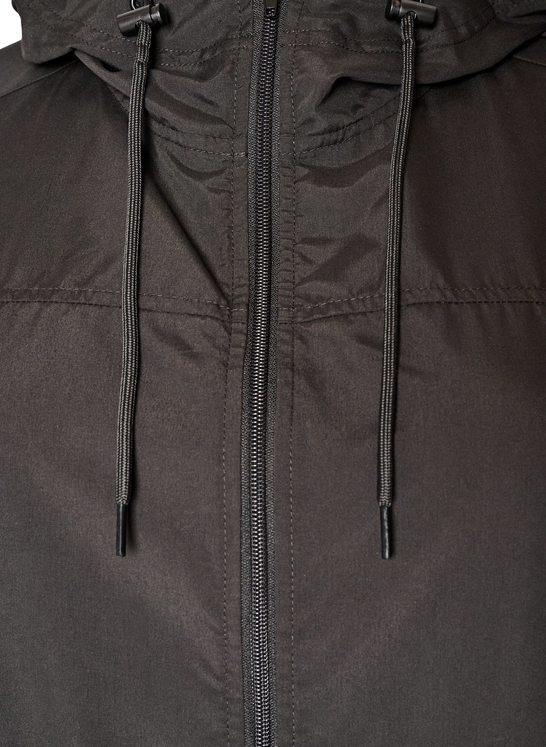 ZizziParka i let materiale med h&aelig;tte, Sort, Packshot image number 2