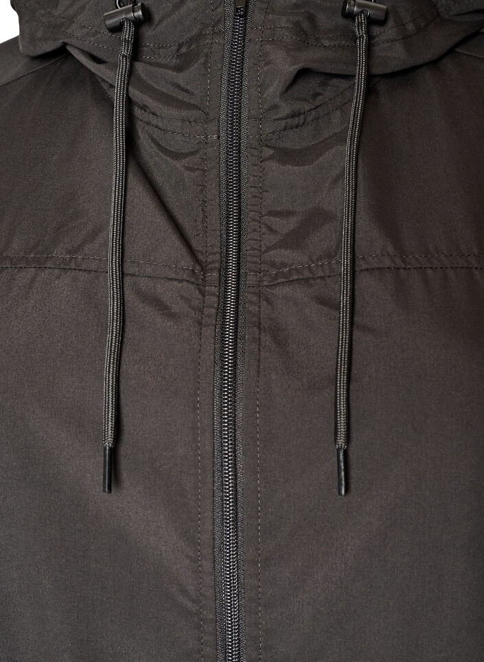 Parka i let materiale med h&aelig;tte, Sort, Packshot image number 2