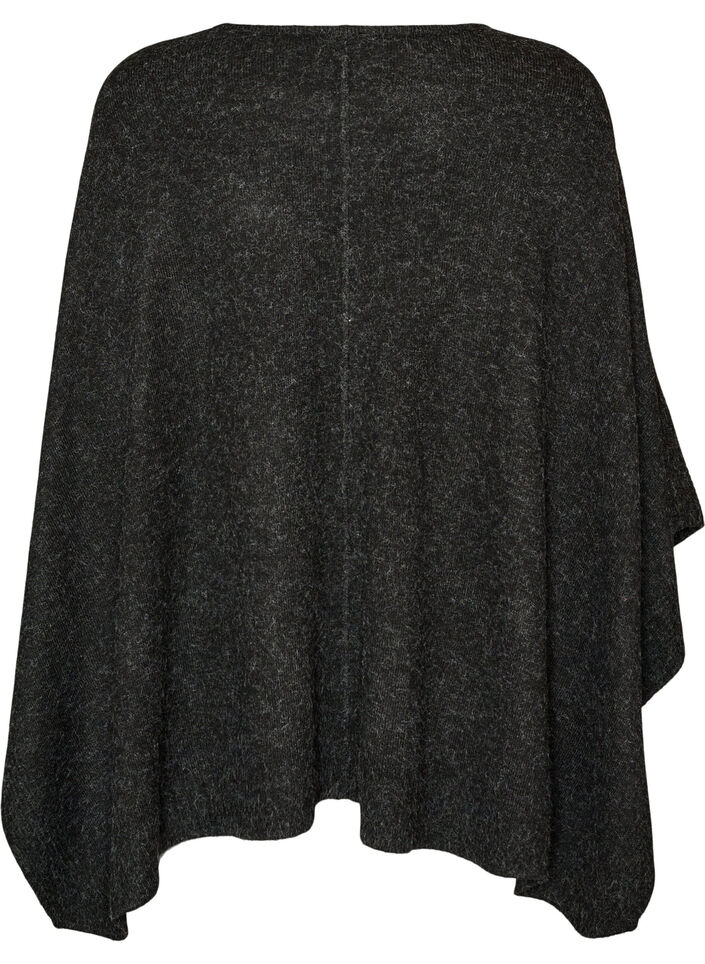 Strikket poncho med rund hals, Gr&aring;, Packshot image number 1