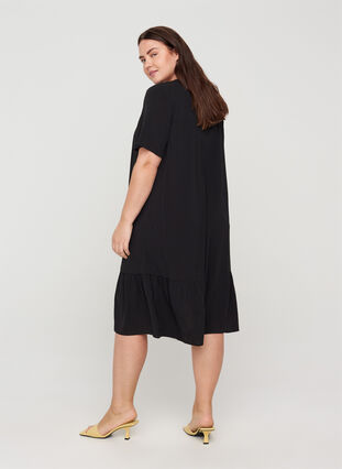 Kortærmet kjole med a-form, Black, Model image number 1