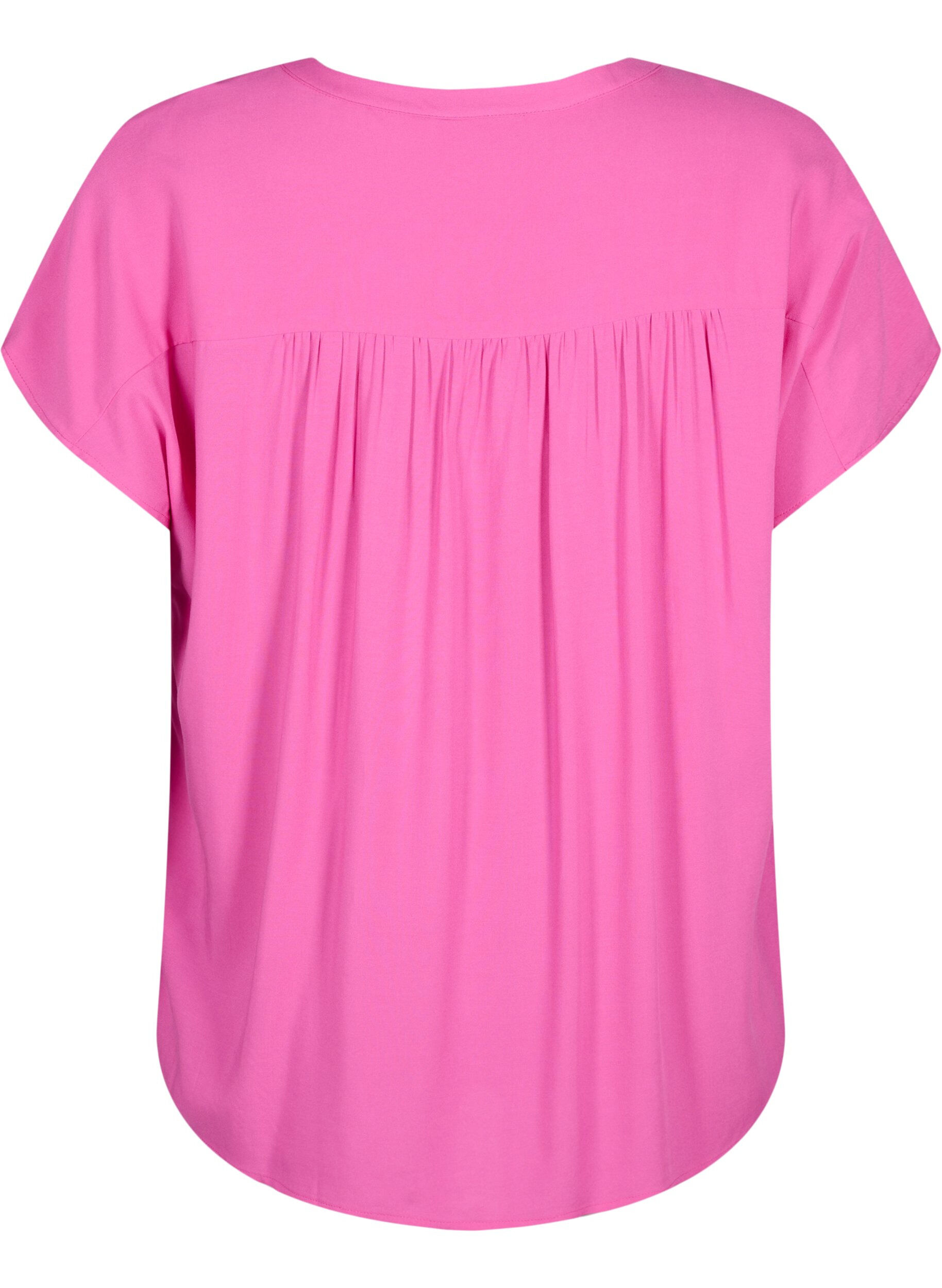 Zizzi Viskose bluse med blondeb&aring;nd, Raspberry Rose, Packshot image number 1