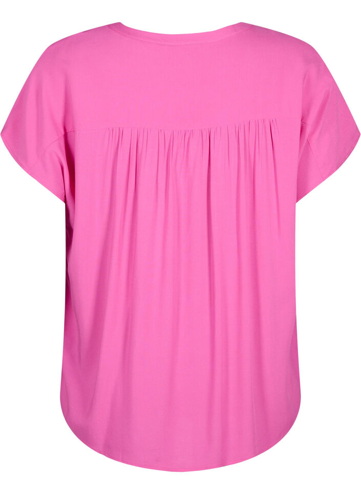 Viskose bluse med blondebånd, Raspberry Rose, Packshot image number 1