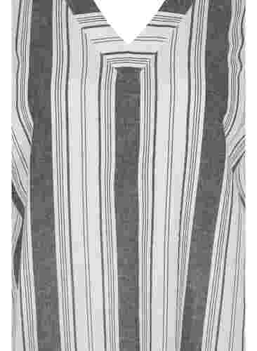Stribet bomuldskjole med korte ærmer, Black Stripe, Packshot image number 2