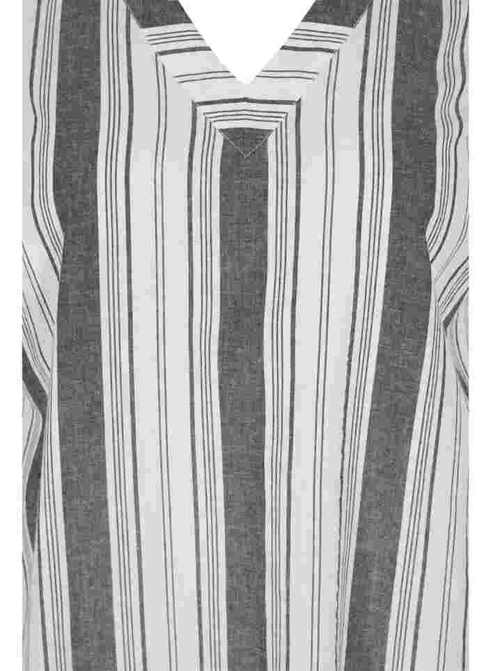 Stribet bomuldskjole med korte ærmer, Black Stripe, Packshot image number 2