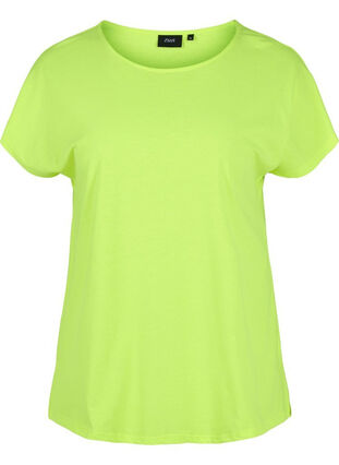Neonfarvet t-shirt i bomuld, Neon Lime, Packshot image number 0
