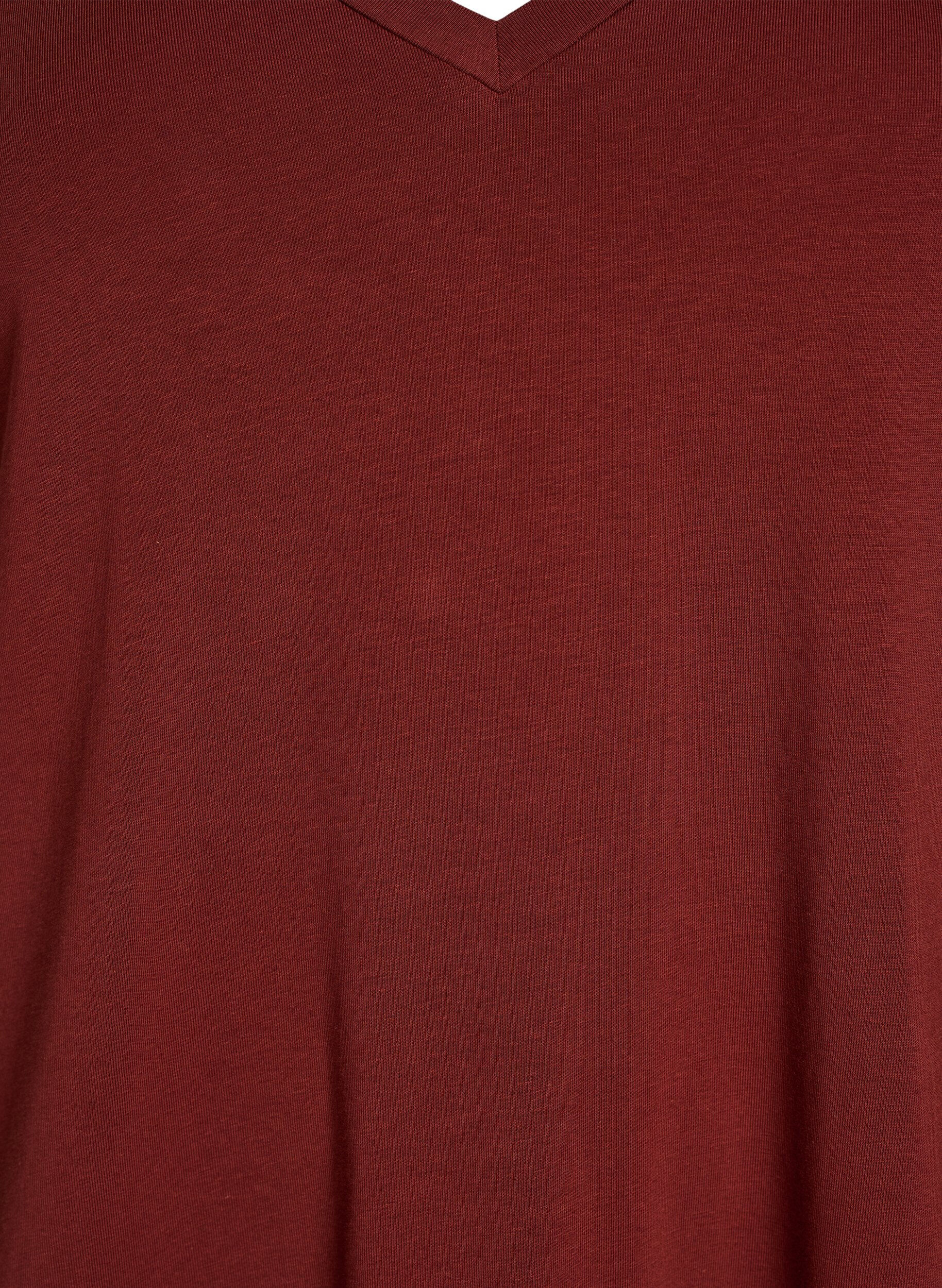 Zizzi Midilang t-shirtkjole med V-hals, R&oslash;d, Packshot image number 2