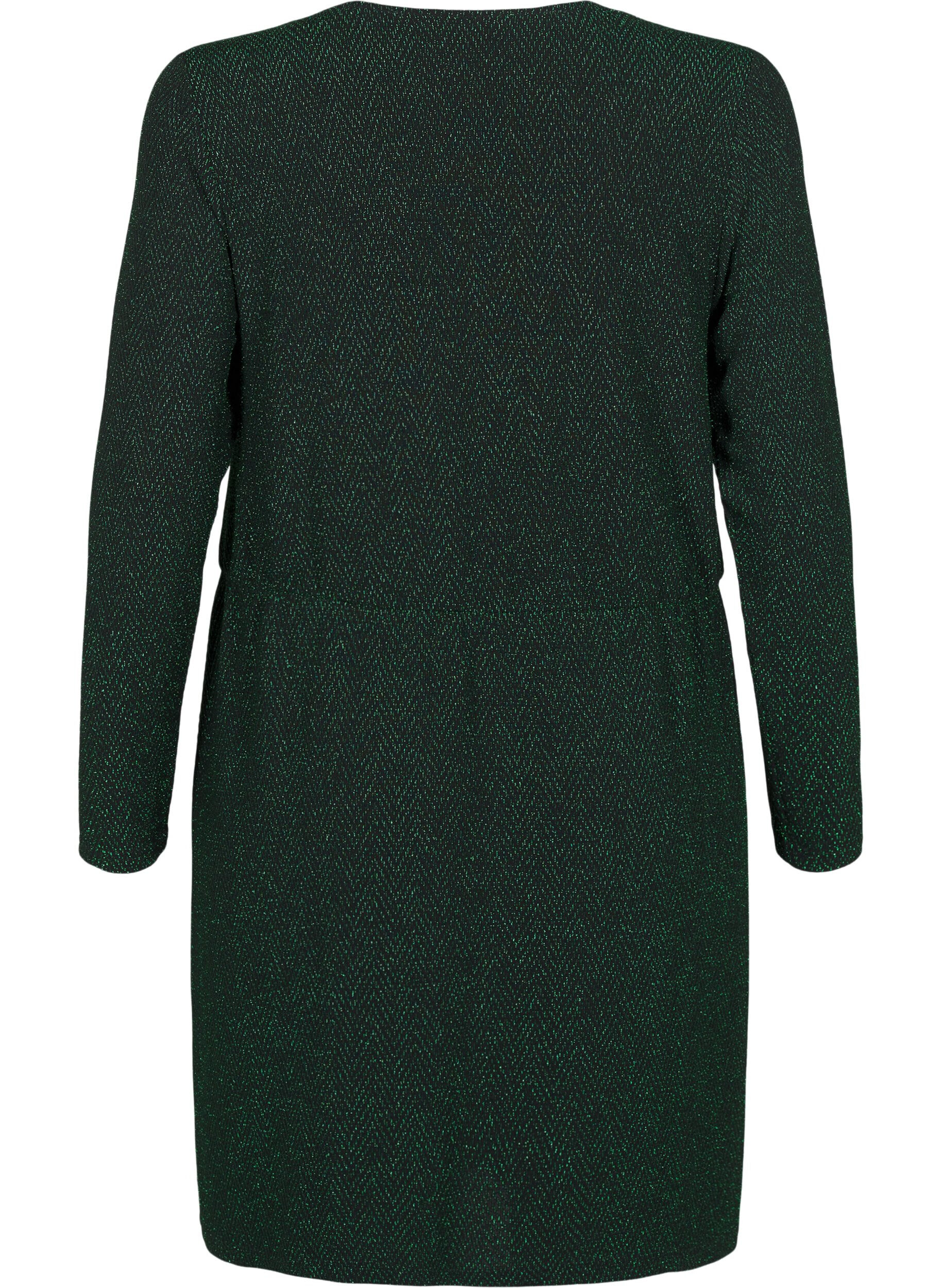 Zizzi Glimmer kjole med zigzag m&oslash;nster, Scarab ZigZagShimmer, Packshot image number 1