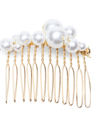 3-pak hårspænder med perler, Pearl, Packshot image number 1