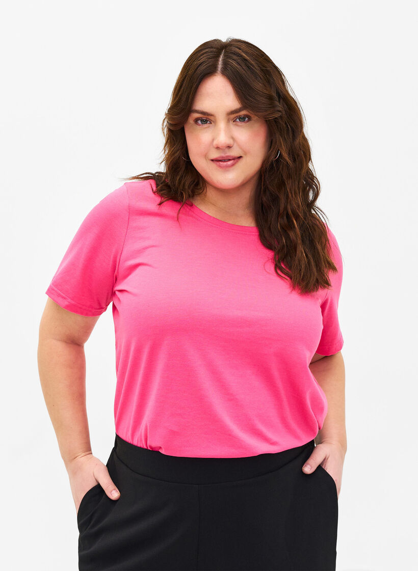 FLASH - T-shirt med rund hals, Hot Pink, Model image number 0