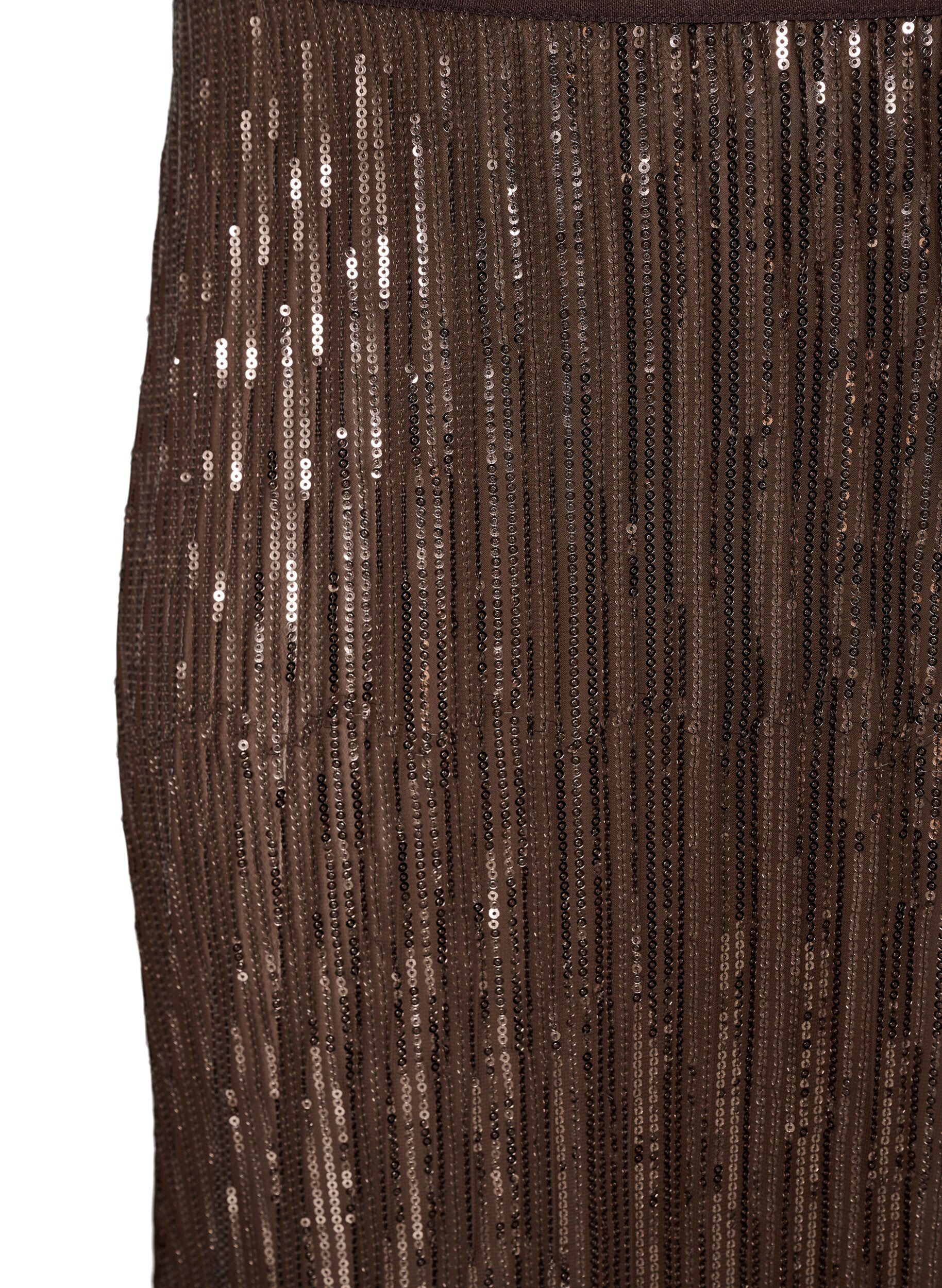 ZizziMidinederdel med pailletter og A-form, Brun, Packshot image number 2