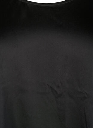 Satinbluse med halvlange ærmer, Black, Packshot image number 2