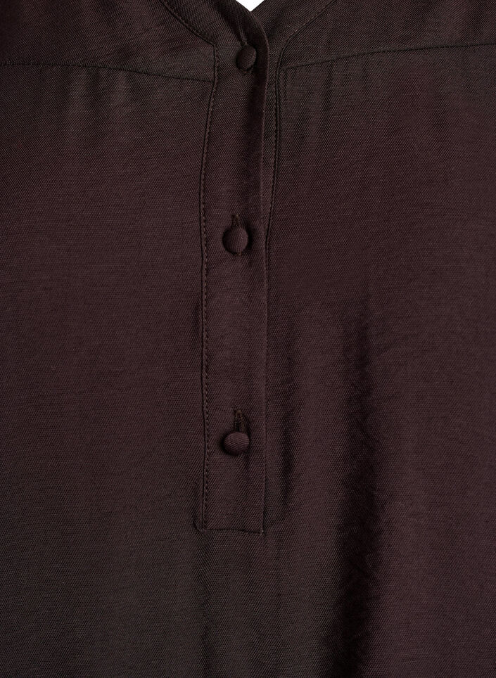 Viskosebluse med smock og rynkedetaljer, Brun, Packshot image number 2