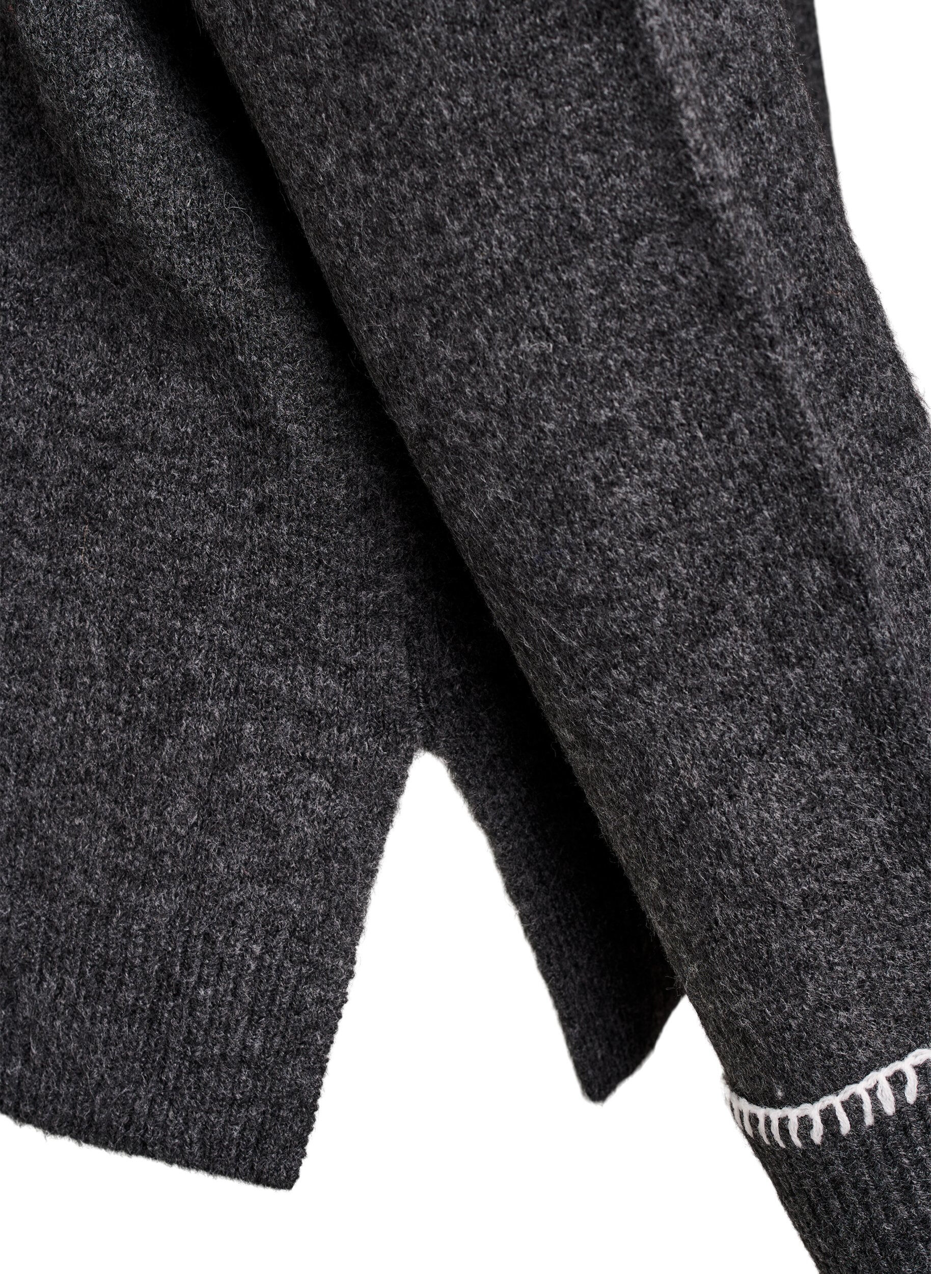 Zizzi Strikbluse med h&oslash;j hals og kontrastdetalje, Gr&aring;, Packshot image number 3