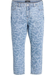 Mille mom fit jeans med broderi, Blå