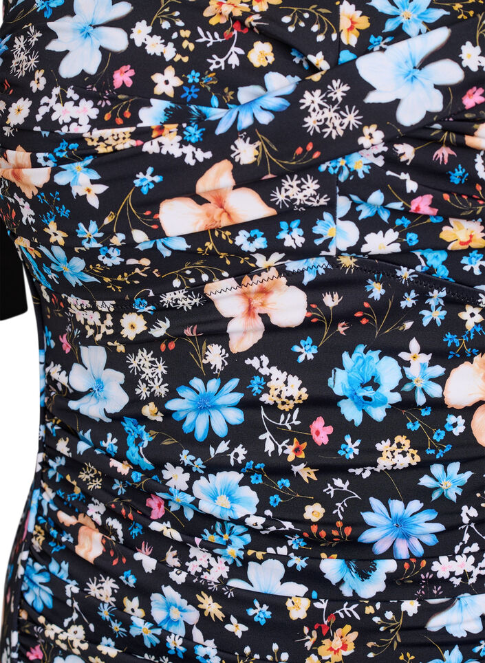 Vatteret badedragt med print, Bl&aring;, Packshot image number 2