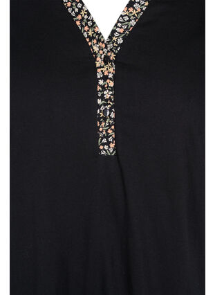 Bomulds natkjole med printdetaljer, Black Ditzy Flower, Packshot image number 2