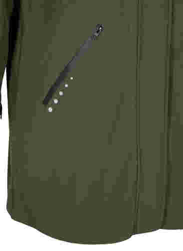Lang softshell jakke med hætte, Forest Night Solid, Packshot image number 3