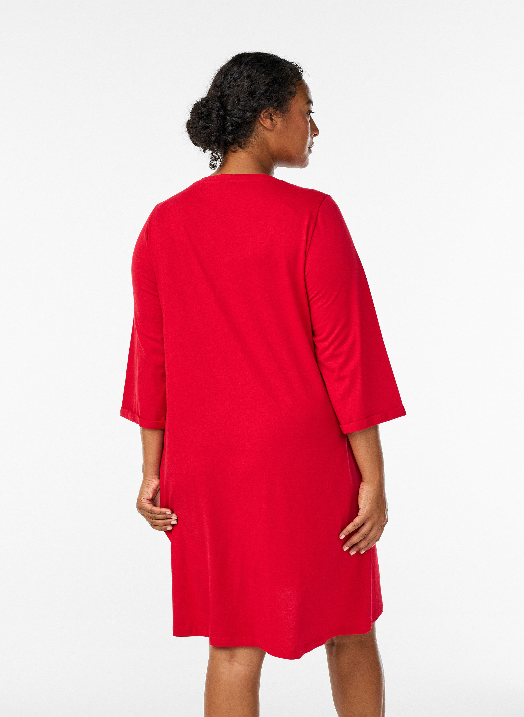 Zizzi Natkjole i &oslash;kologisk bomuld med julemotiv, R&oslash;d, Model image number 2