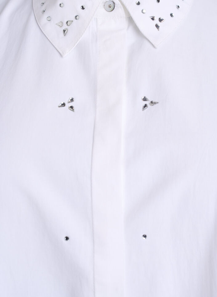 Skjorte med rhinsten, Hvid, Packshot image number 2