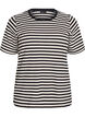 Stribet t-shirt med ribstruktur, Sort, Packshot image number 0