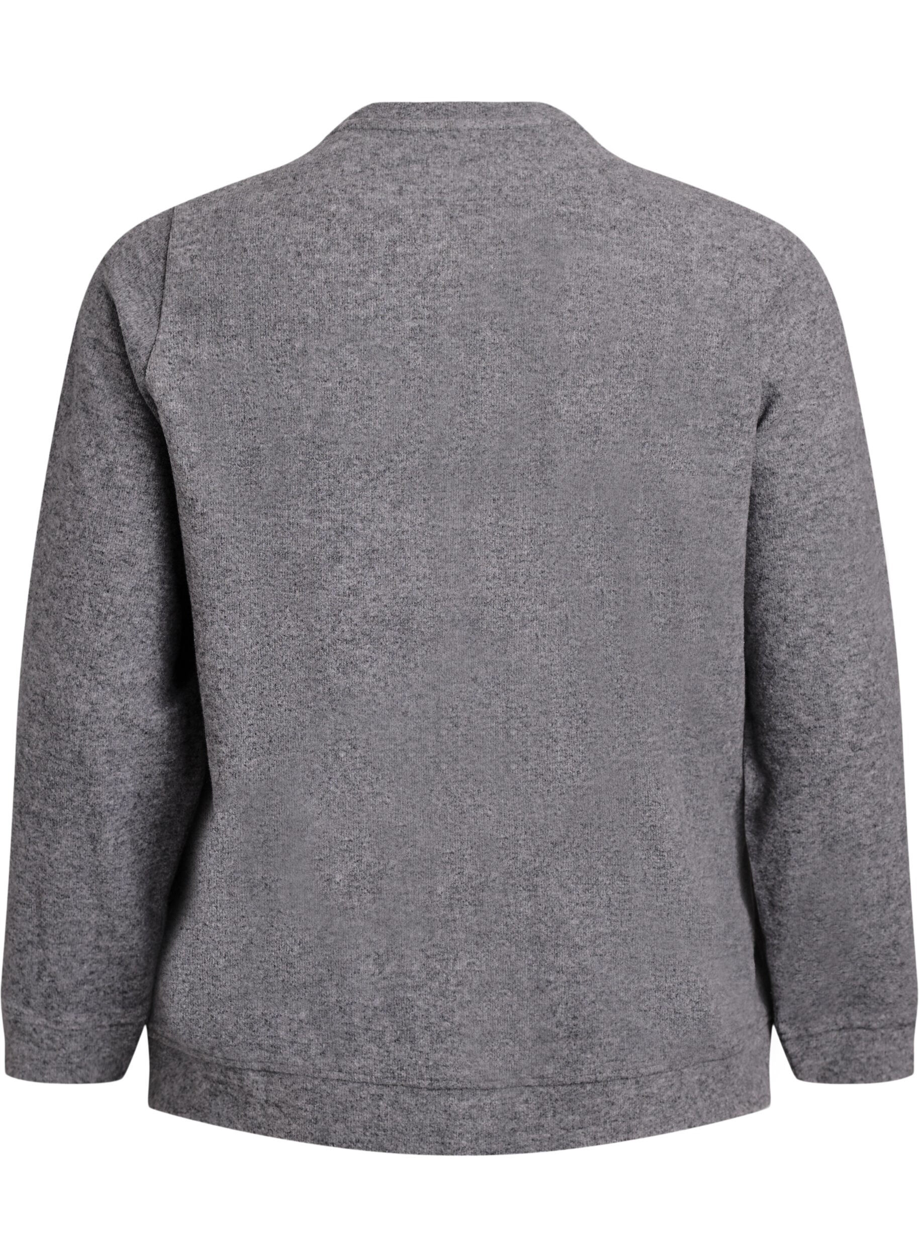 Zizzi Jerseycardigan med rund hals og knapper, Gr&aring;, Packshot image number 1