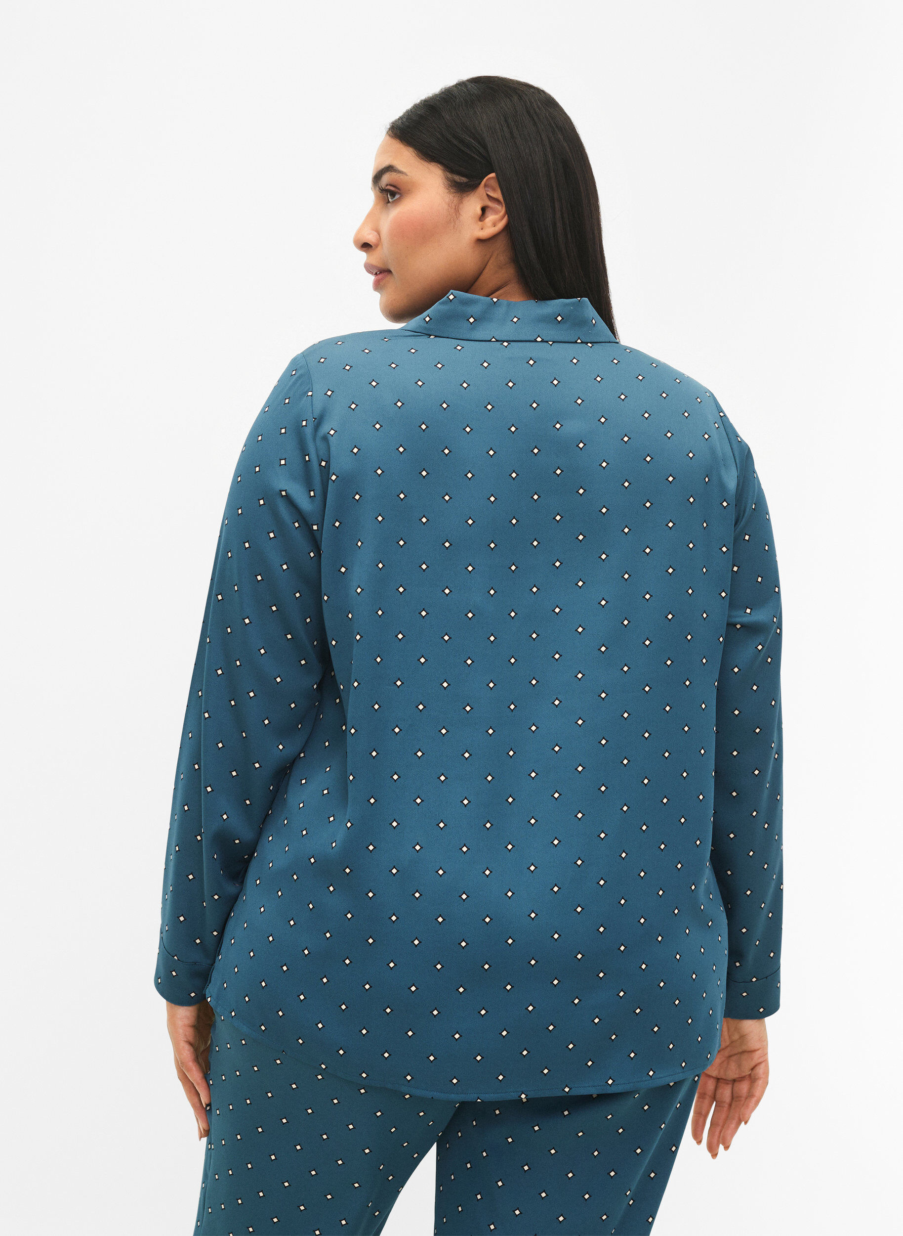 Zizzi Printet natskjorte, Gr&oslash;n, Model image number 1