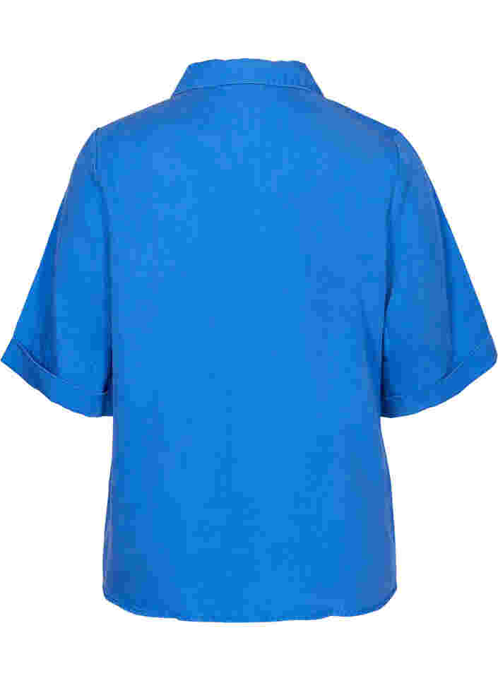 Kortærmet skjorte med brystlommer, Dazzling Blue, Packshot image number 1