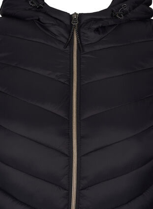 Quiltet letsvægt jakke med hætte og lommer, Black, Packshot image number 2