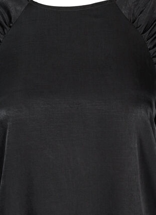 Langærmet bluse med rynkedetalje, Black, Packshot image number 2