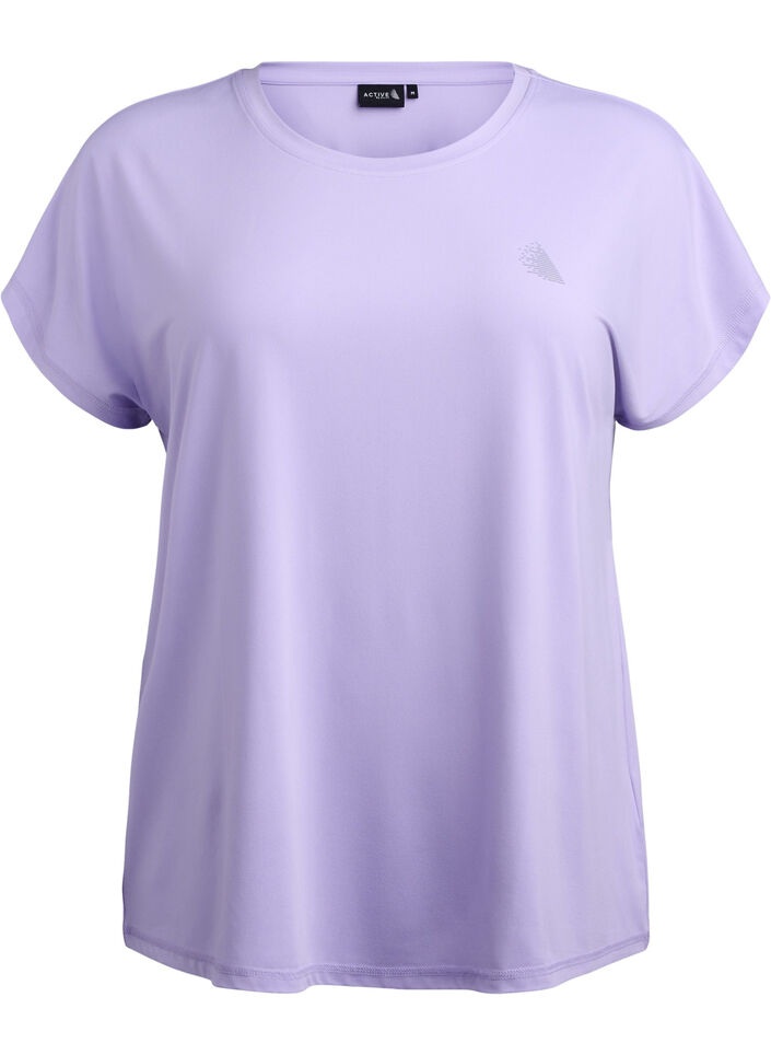 Ensfarvet trænings t-shirt, Lavender, Packshot image number 0