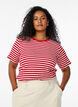 Stribet t-shirt med ribstruktur, R&oslash;d, Model image number 0