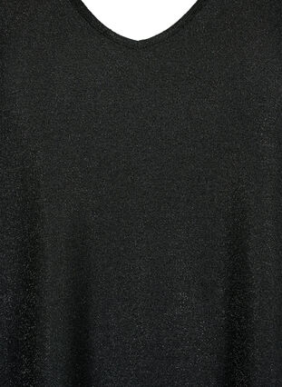 Glimmerbluse med 3/4 ærmer, Black Black, Packshot image number 2