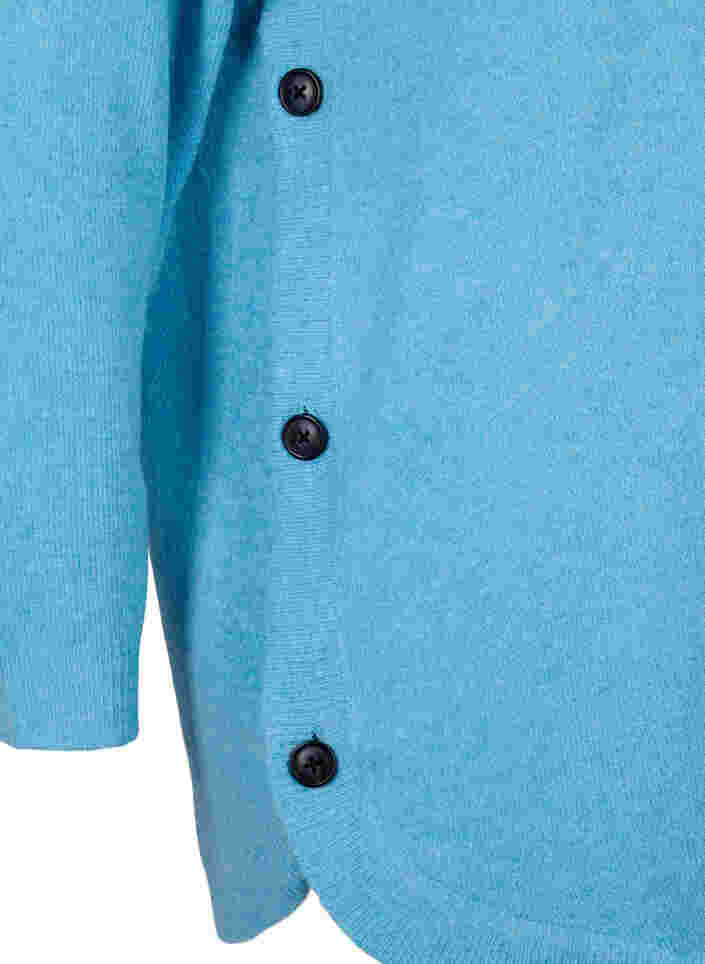 Meleret strikbluse med knappedetaljer, River Blue WhiteMel., Packshot image number 3