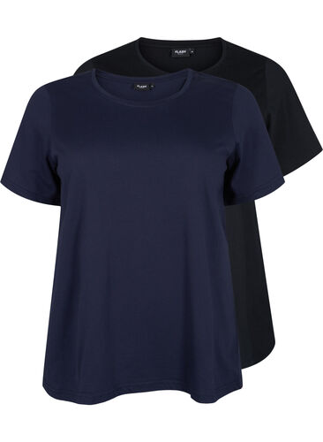 FLASH - 2-pak t-shirts med rund hals, Navy Blazer/Black, Packshot image number 0