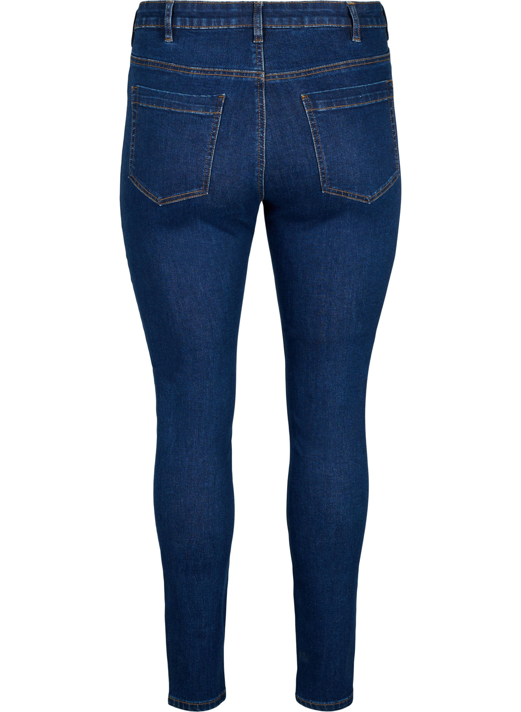 Zizzi Amy jeans med h&oslash;j talje og super slim fit, Bl&aring;, Packshot image number 1