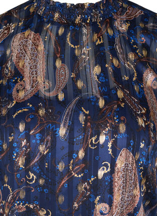 Printet bluse med høj hals og smock, Paisley Foil, Packshot image number 2