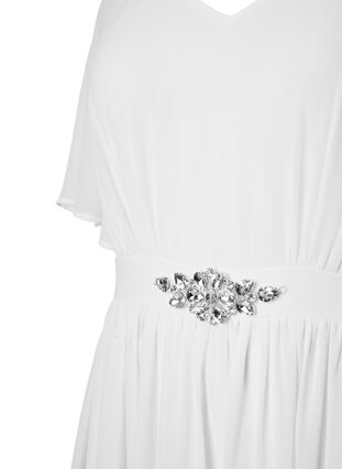 Maxikjole med draperinger og korte ærmer, Bright White, Packshot image number 2