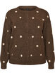 Cardigan med prikket m&oslash;nster, Brun, Packshot image number 0