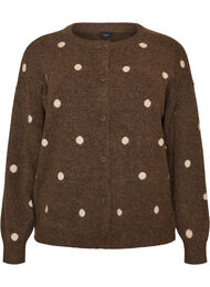 Cardigan med prikket m&oslash;nster, Brun