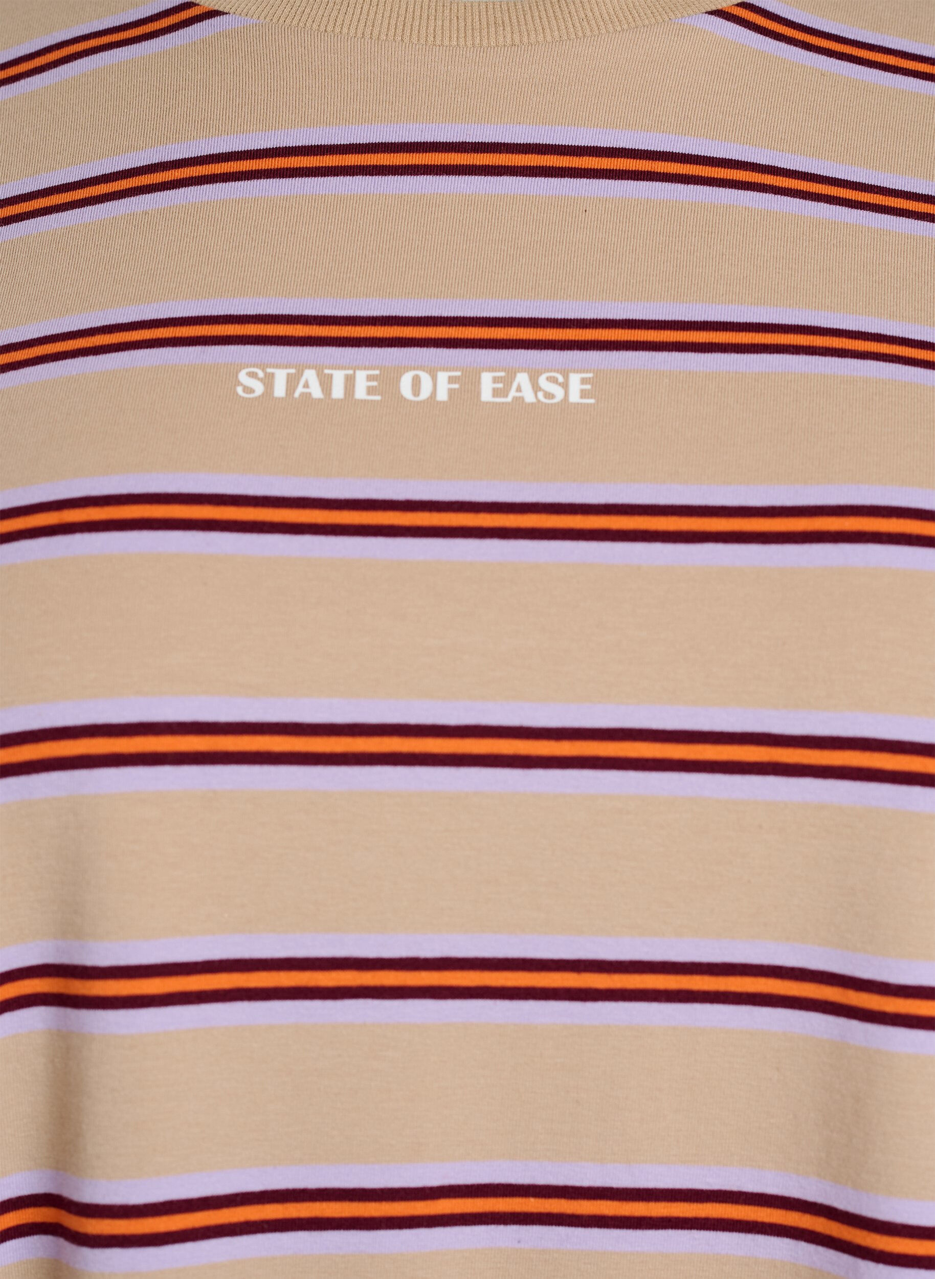 ZizziOversize T-shirt med striber og 1/2 &aelig;rmer, Beige, Packshot image number 2