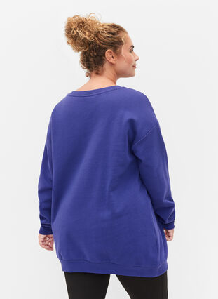 Sweatshirt i bomuld med tryk, Deep Blue, Model image number 1